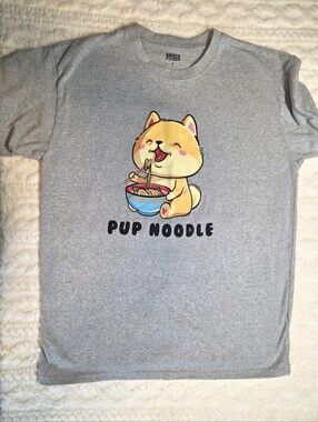 Brisco Brands Pup Noodle Graphic Tee Gray Size Large